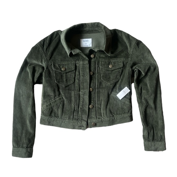 Size Small Green Olive Colour Cropped Corduroy Jacket from Old Navy - Picture 2 of 7